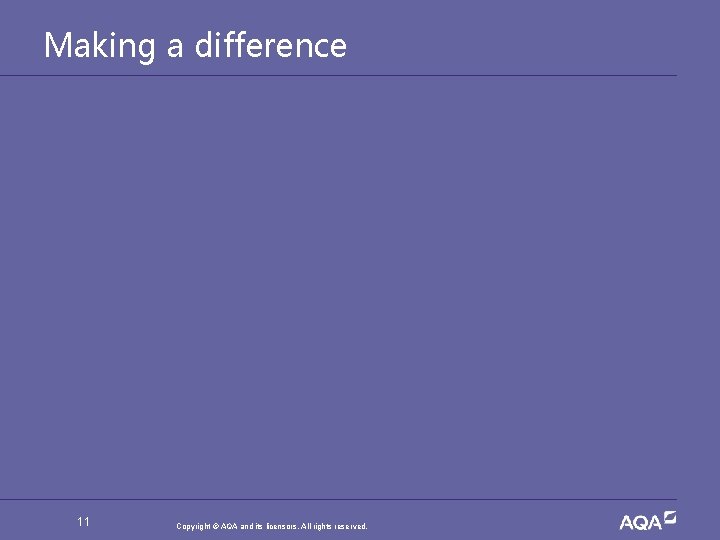 Making a difference 11 Copyright © AQA and its licensors. All rights reserved. 