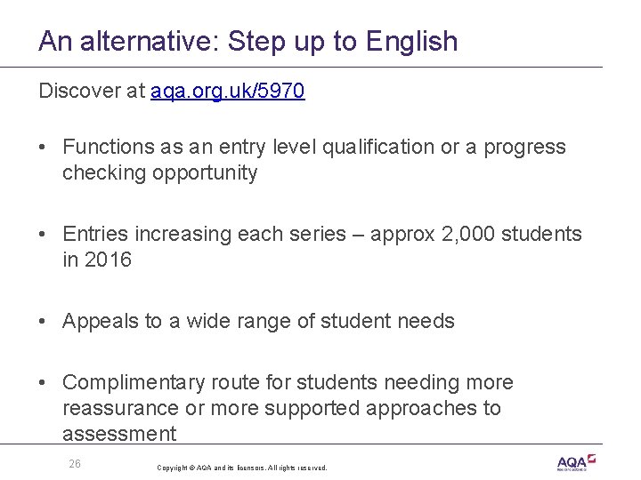 An alternative: Step up to English Discover at aqa. org. uk/5970 • Functions as