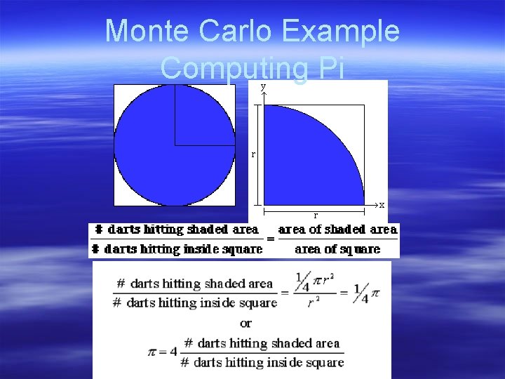 Monte Carlo Example Computing Pi 