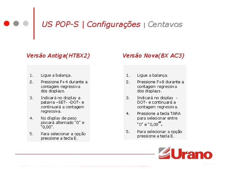 US POP-S | Configurações | Centavos Versão Antiga(HTBX 2) Versão Nova(BX AC 3) 1.
