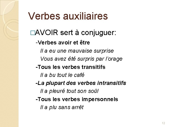 Verbes auxiliaires �AVOIR sert à conjuguer: -Verbes avoir et être Il a eu une Verbes auxiliaires �AVOIR sert à conjuguer: -Verbes avoir et être Il a eu une