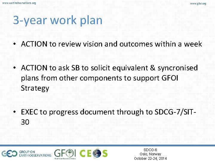 www. earthobservations. org www. gfoi. org 3 -year work plan • ACTION to review