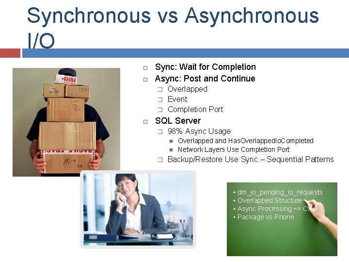 Synchronous vs Asynchronous I/O Sync: Wait for Completion Async: Post and Continue � �