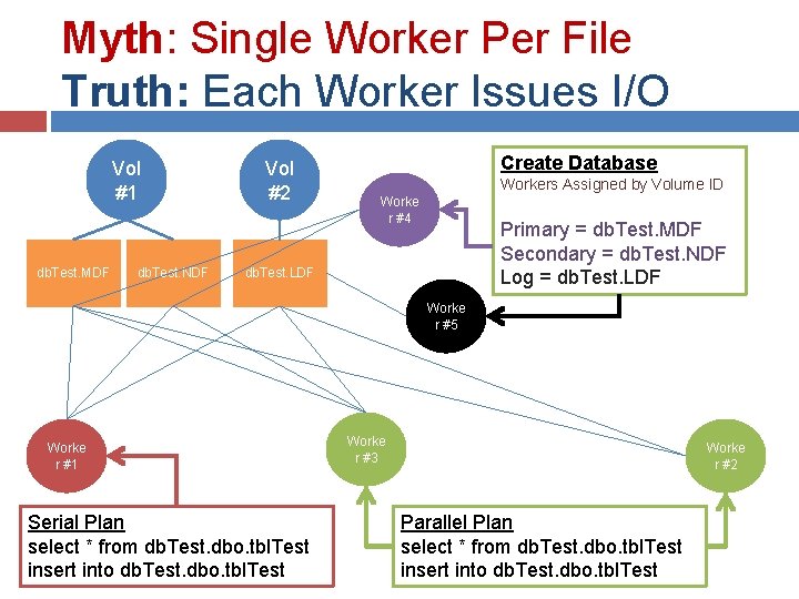 Myth: Single Worker Per File Truth: Each Worker Issues I/O Vol #1 db. Test.