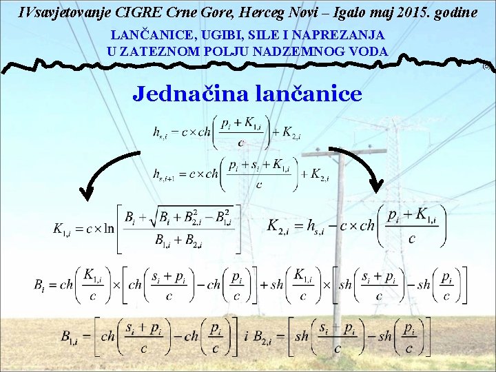 IVsavjetovanje CIGRE Crne Gore, Herceg Novi – Igalo maj 2015. godine LANČANICE, UGIBI, SILE