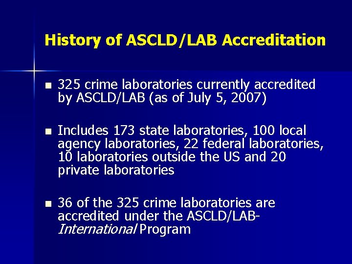 ASCLDLAB Standards and Accreditation Trace Evidence Discipline John