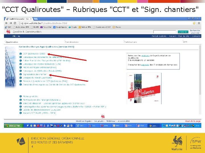 "CCT Qualiroutes" – Rubriques "CCT" et "Sign. chantiers" 4 