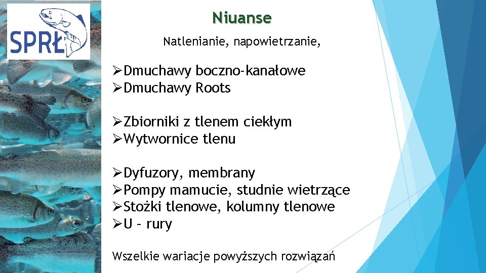 Niuanse Natlenianie, napowietrzanie, ØDmuchawy boczno-kanałowe ØDmuchawy Roots ØZbiorniki z tlenem ciekłym ØWytwornice tlenu ØDyfuzory,