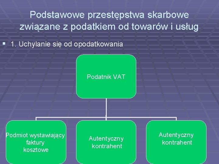 Podstawowe przestępstwa skarbowe związane z podatkiem od towarów i usług § 1. Uchylanie się