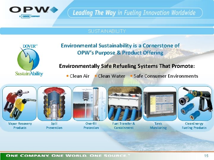 SUSTAINABILITY Environmental Sustainability is a Cornerstone of OPW’s Purpose & Product Offering Environmentally Safe