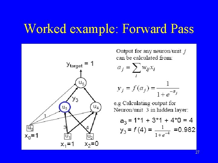 Worked example: Forward Pass 27 Worked example: Forward Pass 27