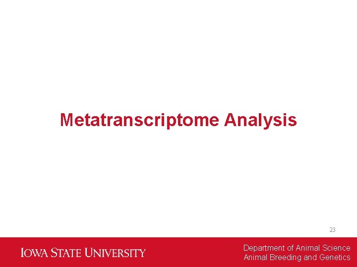 Metatranscriptome Analysis 23 Department of Animal Science Animal Breeding and Genetics 