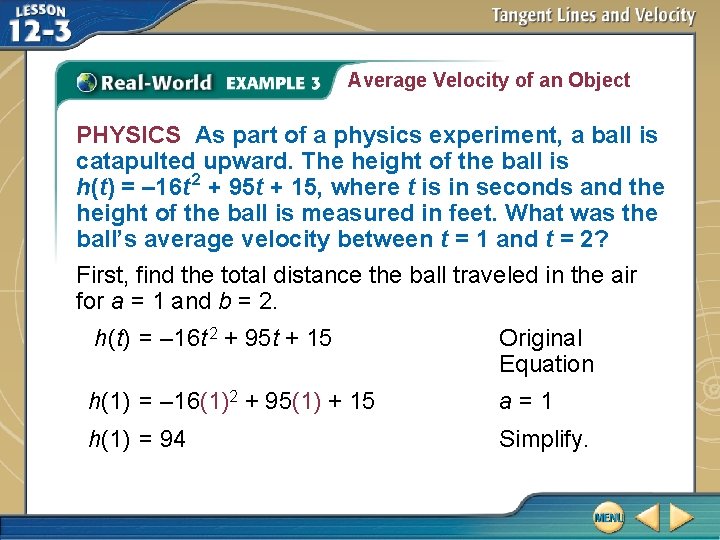 Average Velocity of an Object PHYSICS As part of a physics experiment, a ball