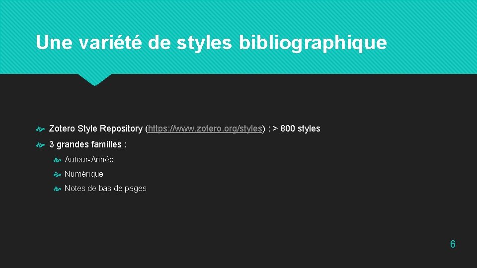 Une variété de styles bibliographique Zotero Style Repository (https: //www. zotero. org/styles) : >