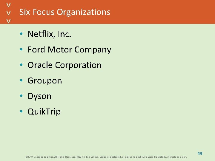 Six Focus Organizations • Netflix, Inc. • Ford Motor Company • Oracle Corporation •