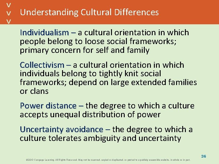 Understanding Cultural Differences Individualism – a cultural orientation in which people belong to loose