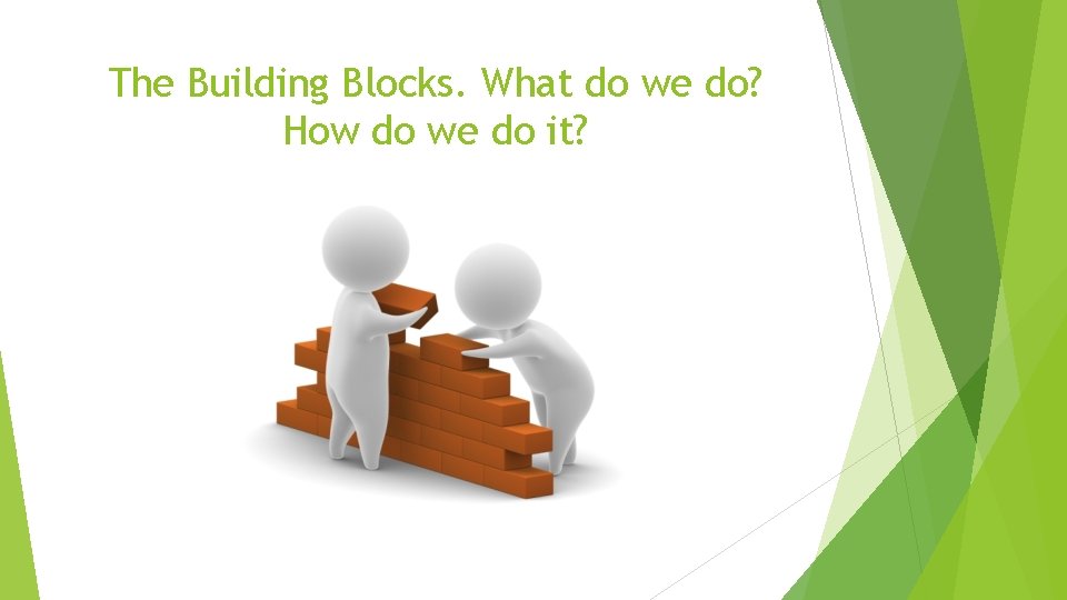 The Building Blocks. What do we do? How do we do it? 