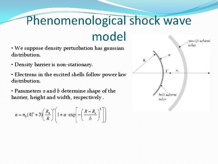 Phenomenological shock wave model • We suppose density perturbation has gaussian distribution. • Density