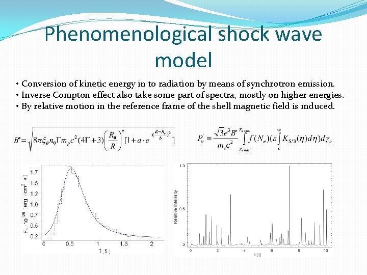 Phenomenological shock wave model • Conversion of kinetic energy in to radiation by means