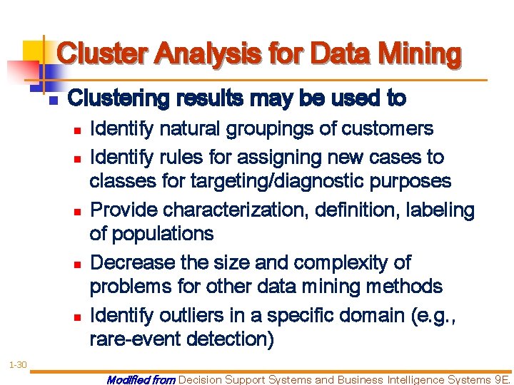 Cluster Analysis for Data Mining n Clustering results may be used to n n