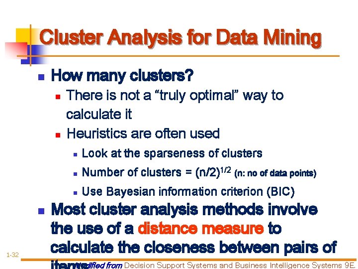 Cluster Analysis for Data Mining n How many clusters? n n n 1 -32