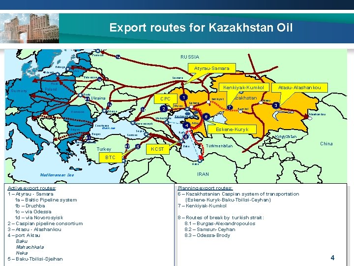 Export routes for Kazakhstan Oil Primorsk RUSSIA 1 a Butinge Gdansk Atyrau-Samara Litva Belarussia