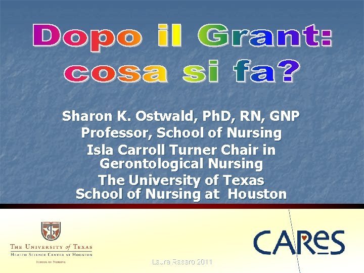 Sharon K. Ostwald, Ph. D, RN, GNP Professor, School of Nursing Isla Carroll Turner