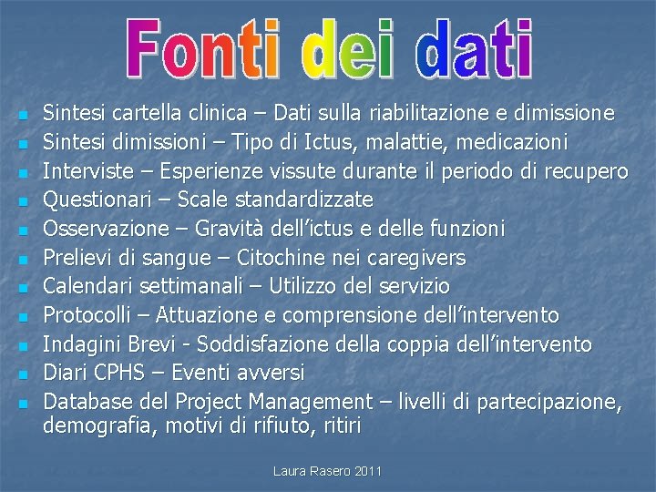 n n n Sintesi cartella clinica – Dati sulla riabilitazione e dimissione Sintesi dimissioni