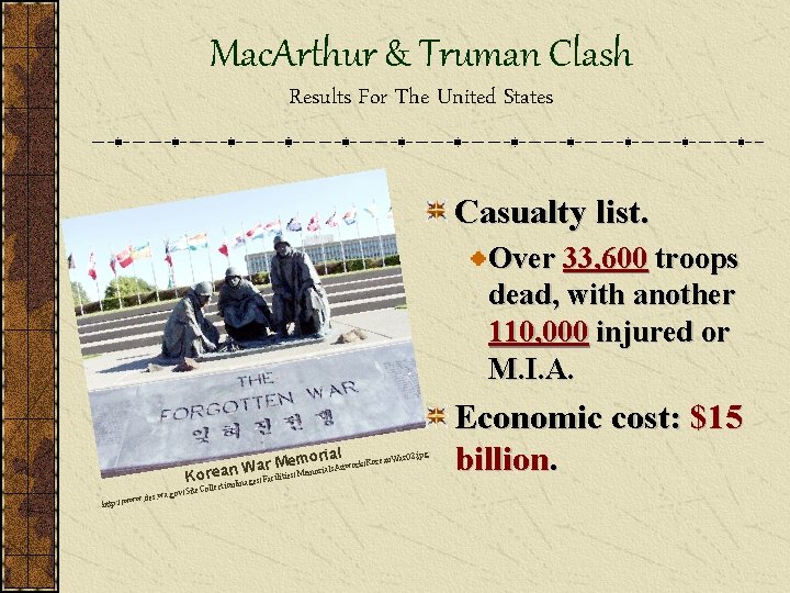 Mac. Arthur & Truman Clash Results For The United States Casualty list. Over 33,