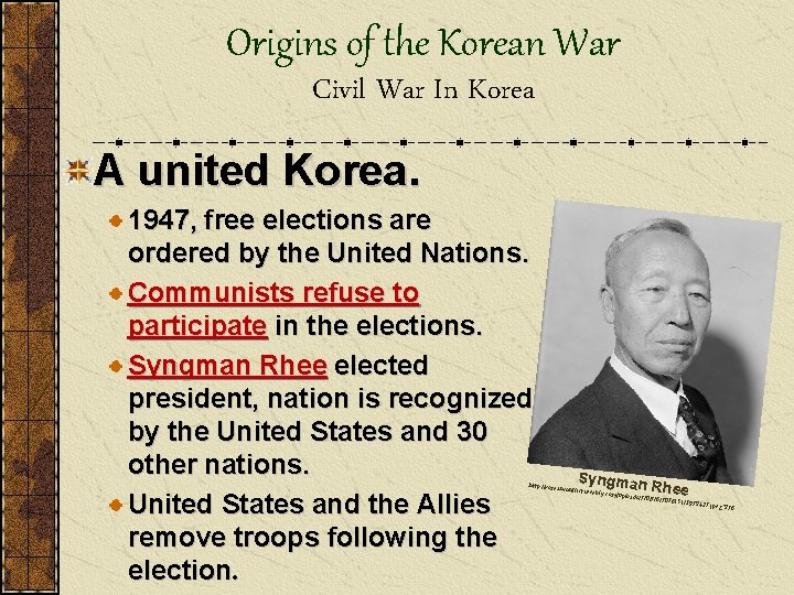 Origins of the Korean War Civil War In Korea A united Korea. 1947, free