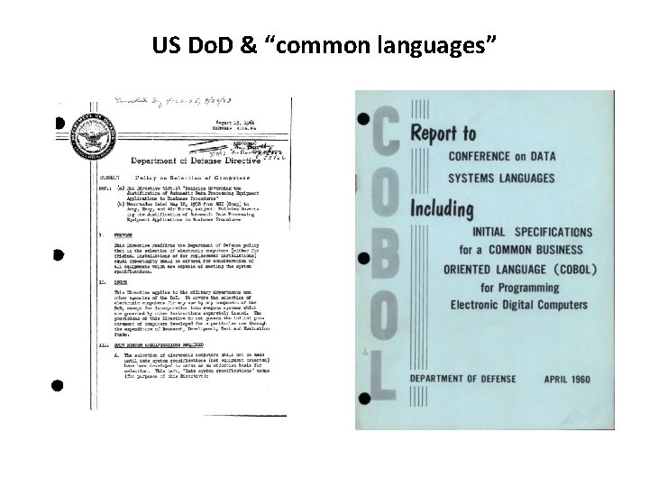 US Do. D & “common languages” 