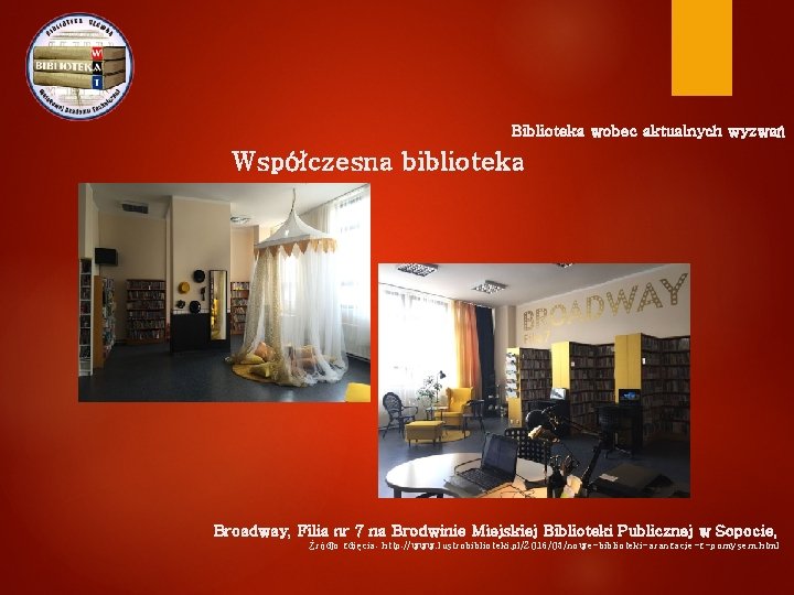 Biblioteka wobec aktualnych wyzwań Współczesna biblioteka Broadway, Filia nr 7 na Brodwinie Miejskiej Biblioteki