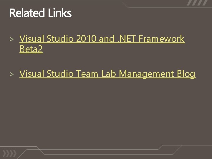 > Visual Studio 2010 and. NET Framework Beta 2 > Visual Studio Team Lab