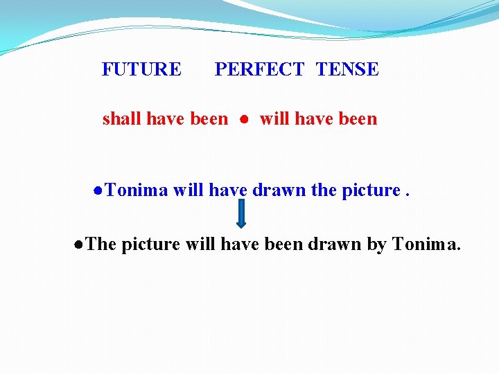 FUTURE PERFECT TENSE shall have been ● will have been ●Tonima will have drawn