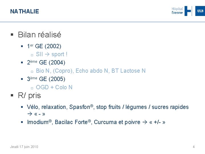 NATHALIE § Bilan réalisé § 1 er GE (2002) SII sport ! § 2ème