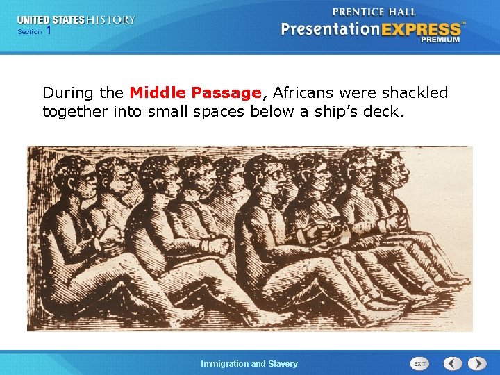 Section Chapter 1 25 Section 1 During the Middle Passage, Africans were shackled together