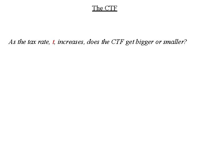 The CTF As the tax rate, t, increases, does the CTF get bigger or