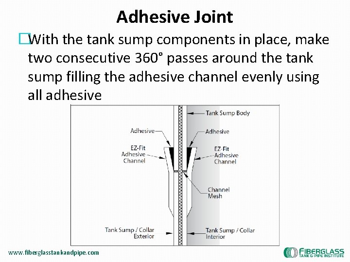 Adhesive Joint �With the tank sump components in place, make two consecutive 360° passes