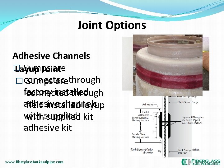 Joint Options Adhesive Channels � Sumps are Layup Joint �connected Sumps arethrough factory installed