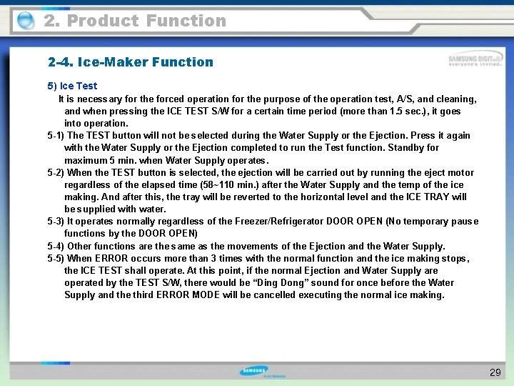 2. Product Function 2 -4. Ice-Maker Function 5) Ice Test It is necessary for