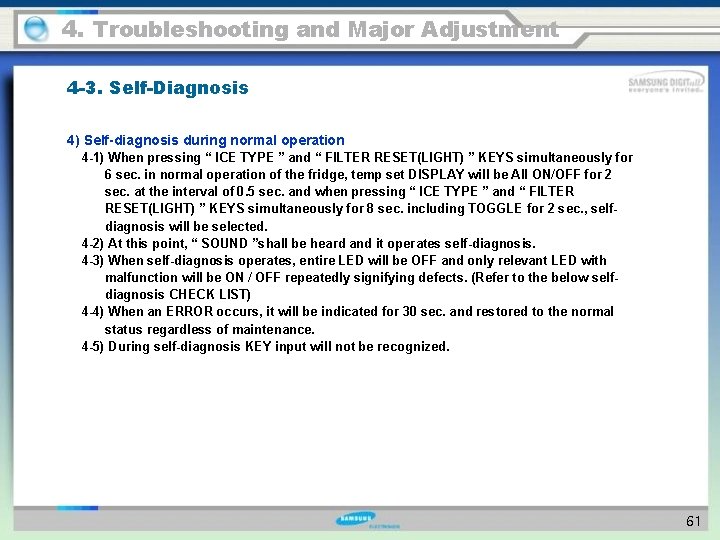 4. Troubleshooting and Major Adjustment 4 -3. Self-Diagnosis 4) Self-diagnosis during normal operation 4