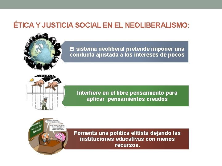 ÉTICA Y JUSTICIA SOCIAL EN EL NEOLIBERALISMO: El sistema neoliberal pretende imponer una conducta
