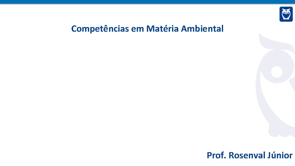 Competências em Matéria Ambiental Prof. Rosenval Júnior 