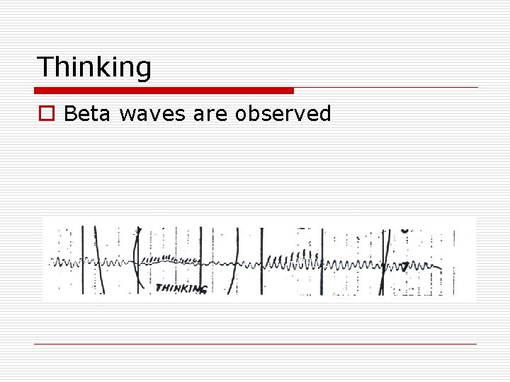 Thinking o Beta waves are observed 