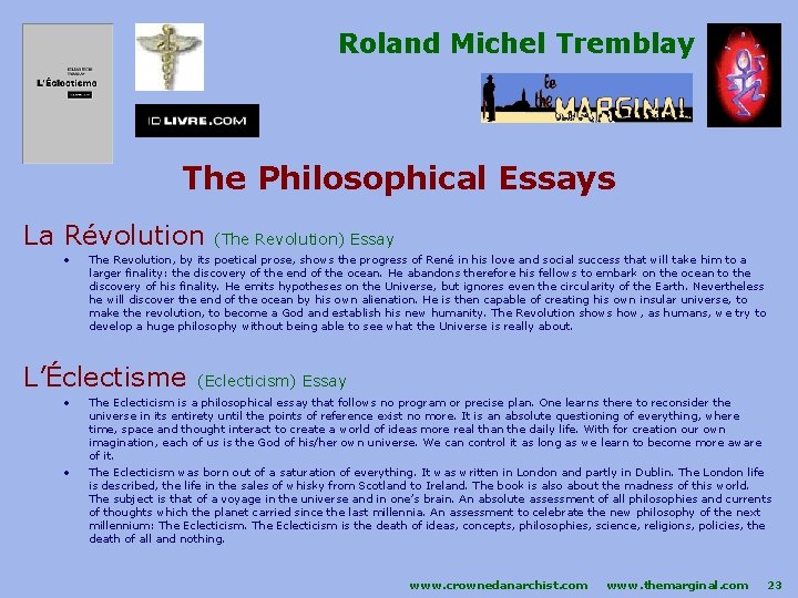 Roland Michel Tremblay The Philosophical Essays La Révolution (The Revolution) Essay • The Revolution,