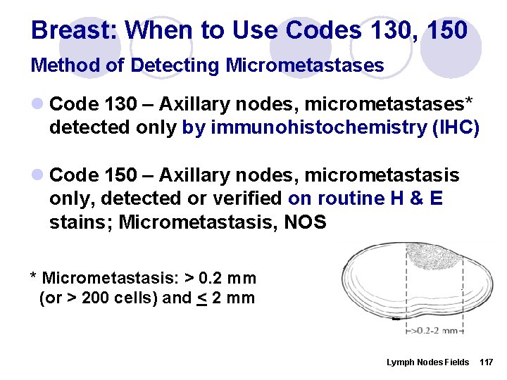 Breast: When to Use Codes 130, 150 Method of Detecting Micrometastases l Code 130