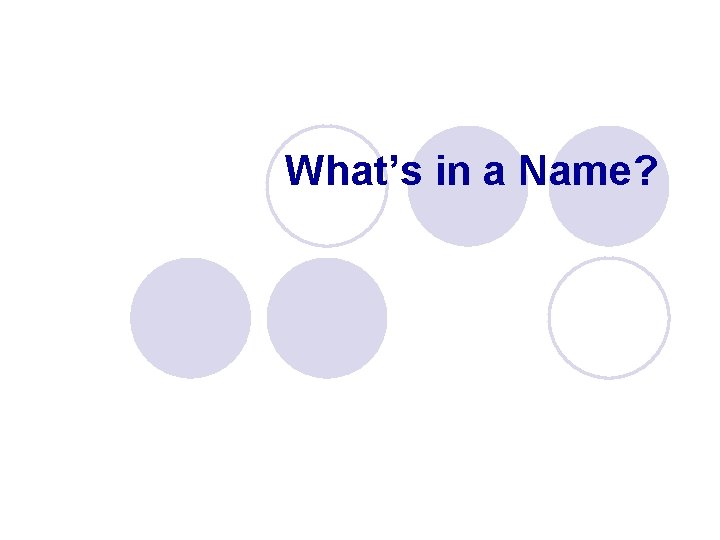 What’s in a Name? 