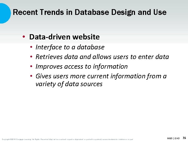 Recent Trends in Database Design and Use • Data-driven website • • Interface to