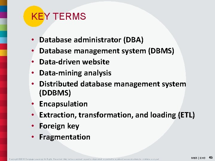 KEY TERMS • • • Database administrator (DBA) Database management system (DBMS) Data-driven website