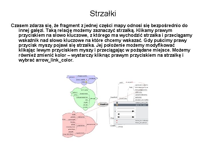 Strzałki Czasem zdarza się, że fragment z jednej części mapy odnosi się bezpośrednio do